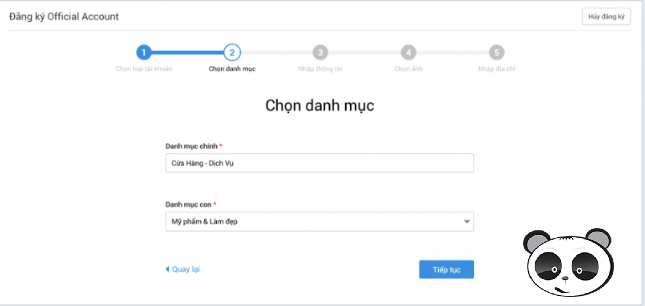 Chọn đúng danh mục mà bạn kinh doanh.