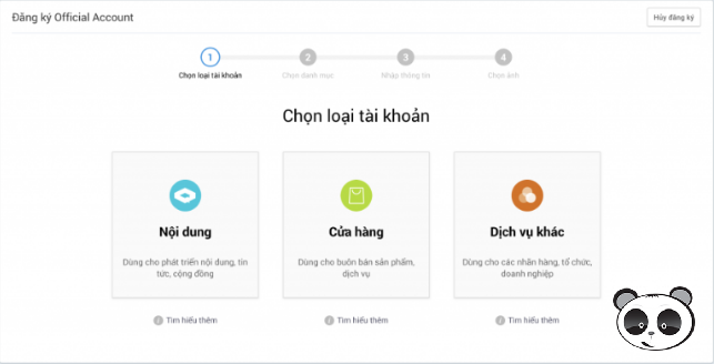 Chọn loại tài khoản