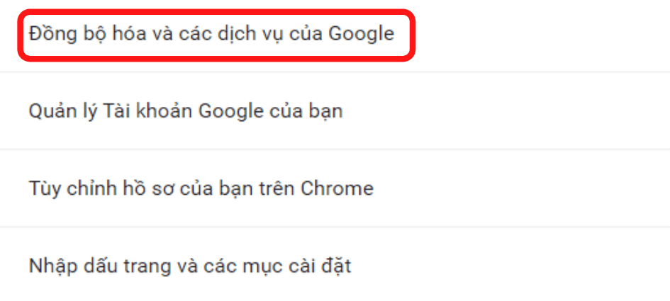 đồng bộ hóa chrome