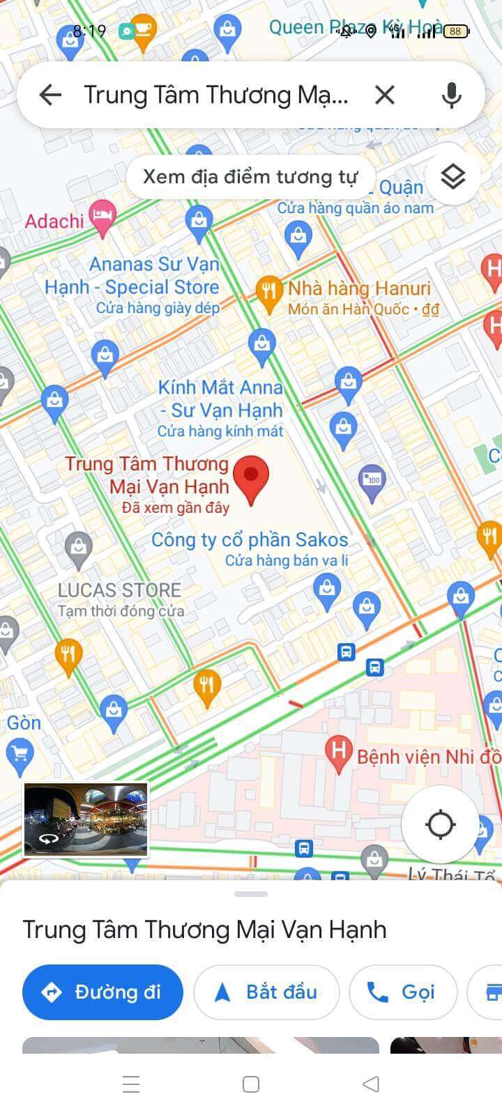 các màu đường đi trên google maps