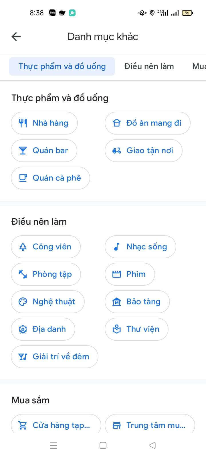 tìm địa điểm xung quanh bước 2