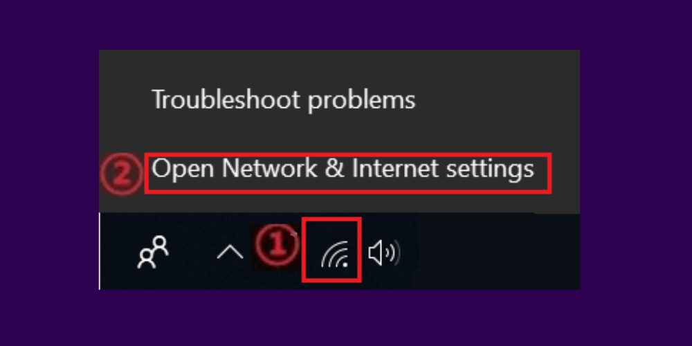 open network and mạng internet settings