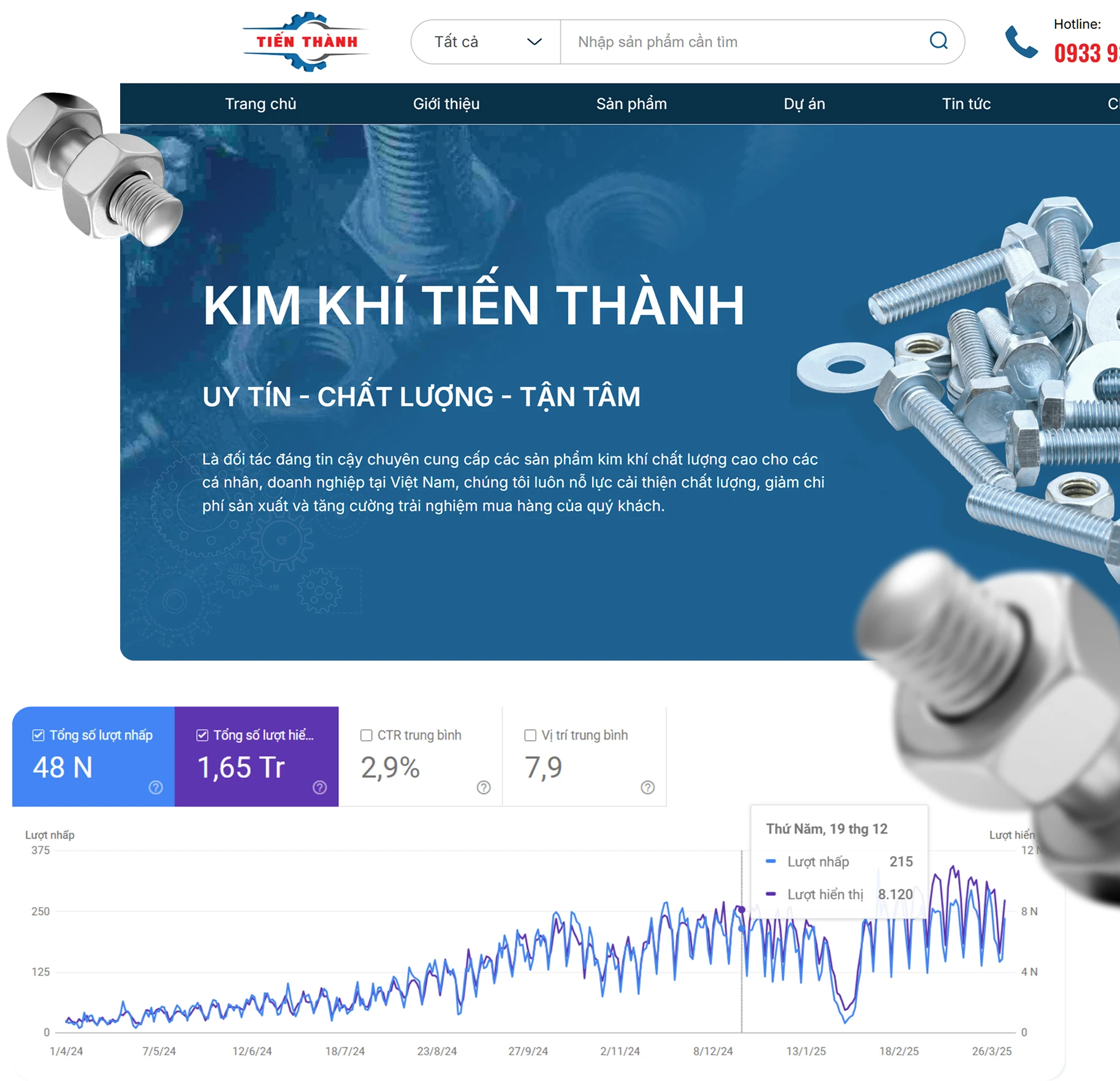 Case study SEO Kim Khí Tiến Thành đạt 48 nghìn lượt hiển thị mỗi tháng
