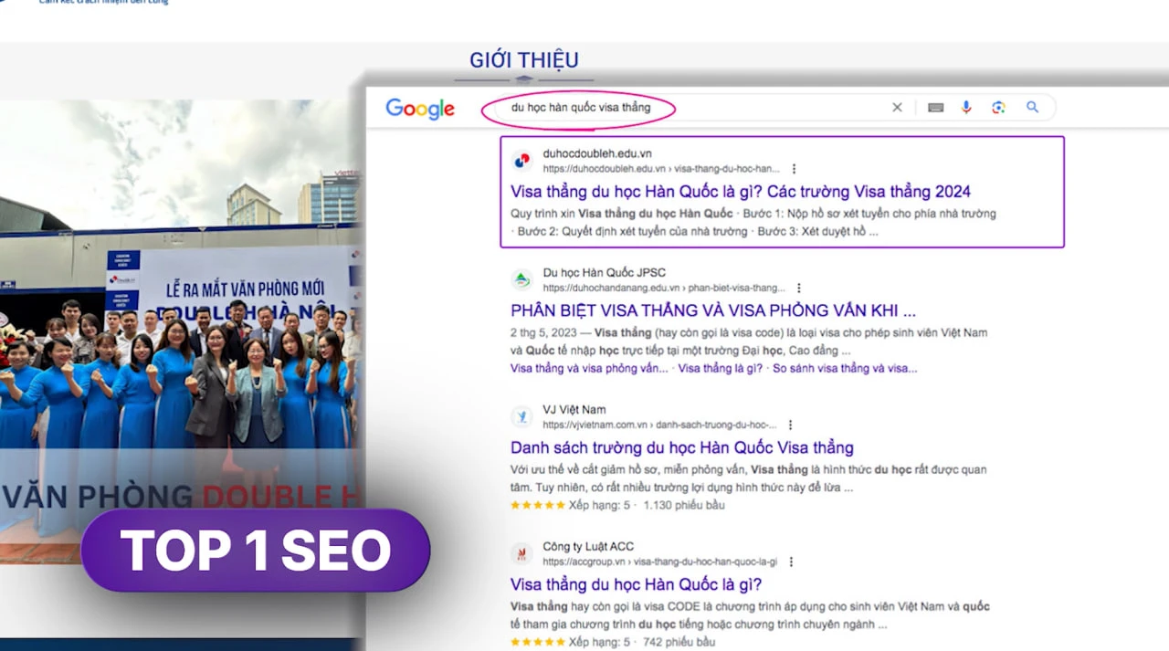 Dịch vụ SEO MONA Media đưa website khách hàng lên top 1 Google