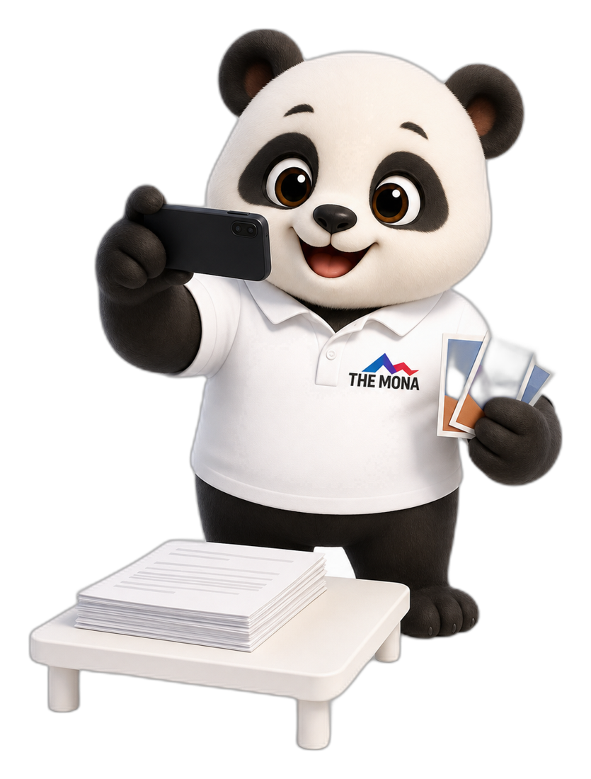 Gấu MONA cầm điện thoại hướng dẫn chuyển ảnh sang PDF