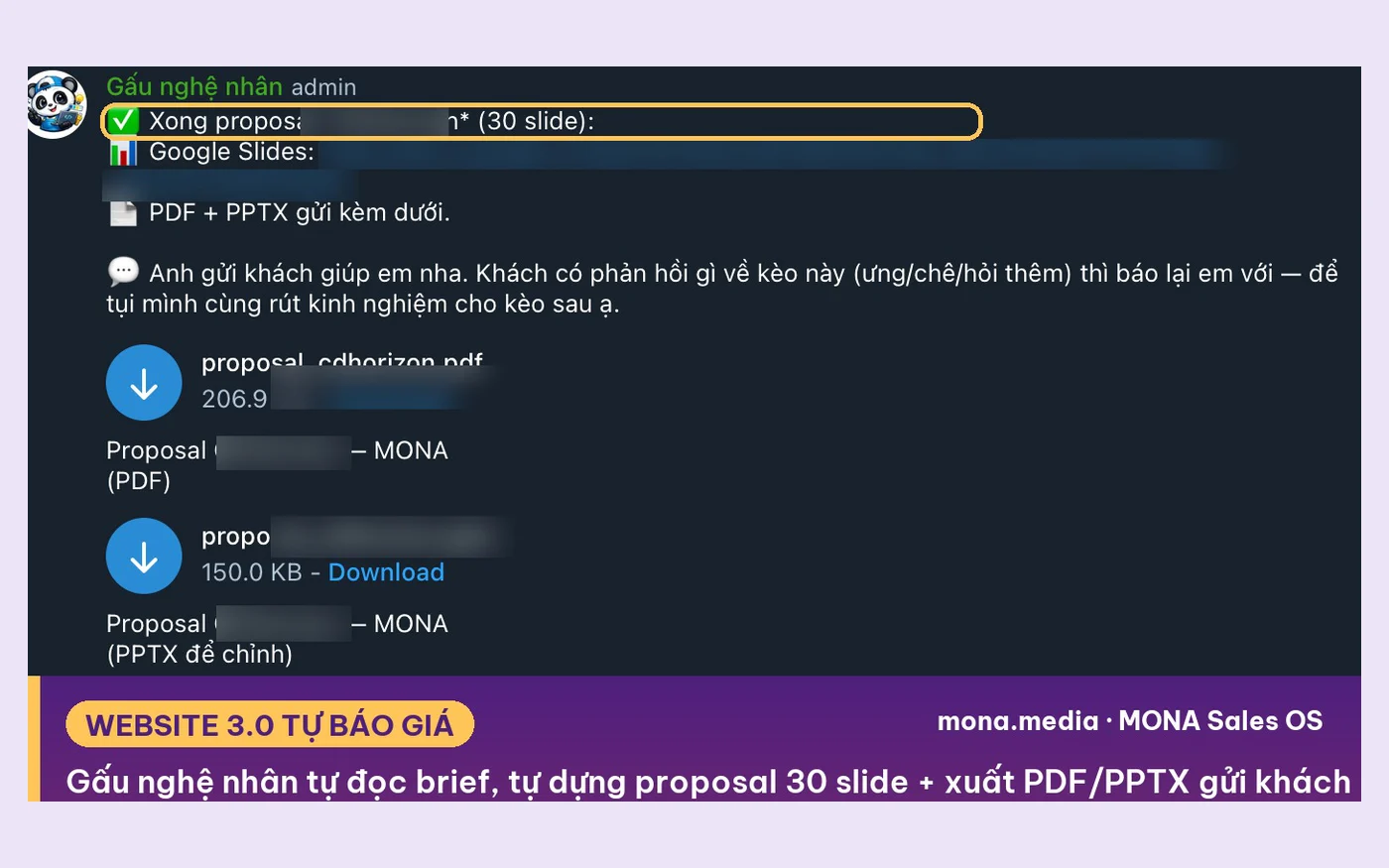 Proposal 30 slide do máy dựng xong, xuất sẵn bản PDF và PPTX để gửi khách