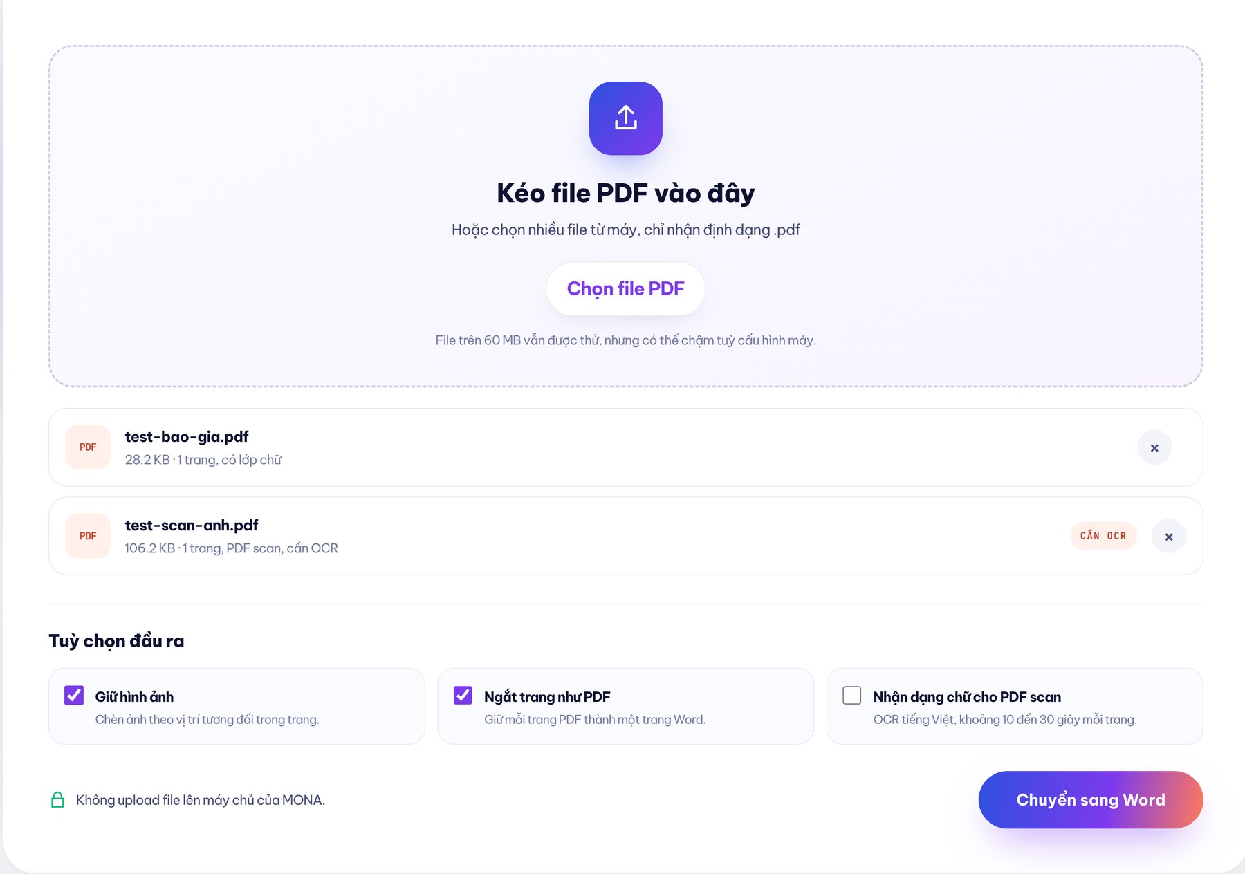 Chọn cách giữ nội dung PDF