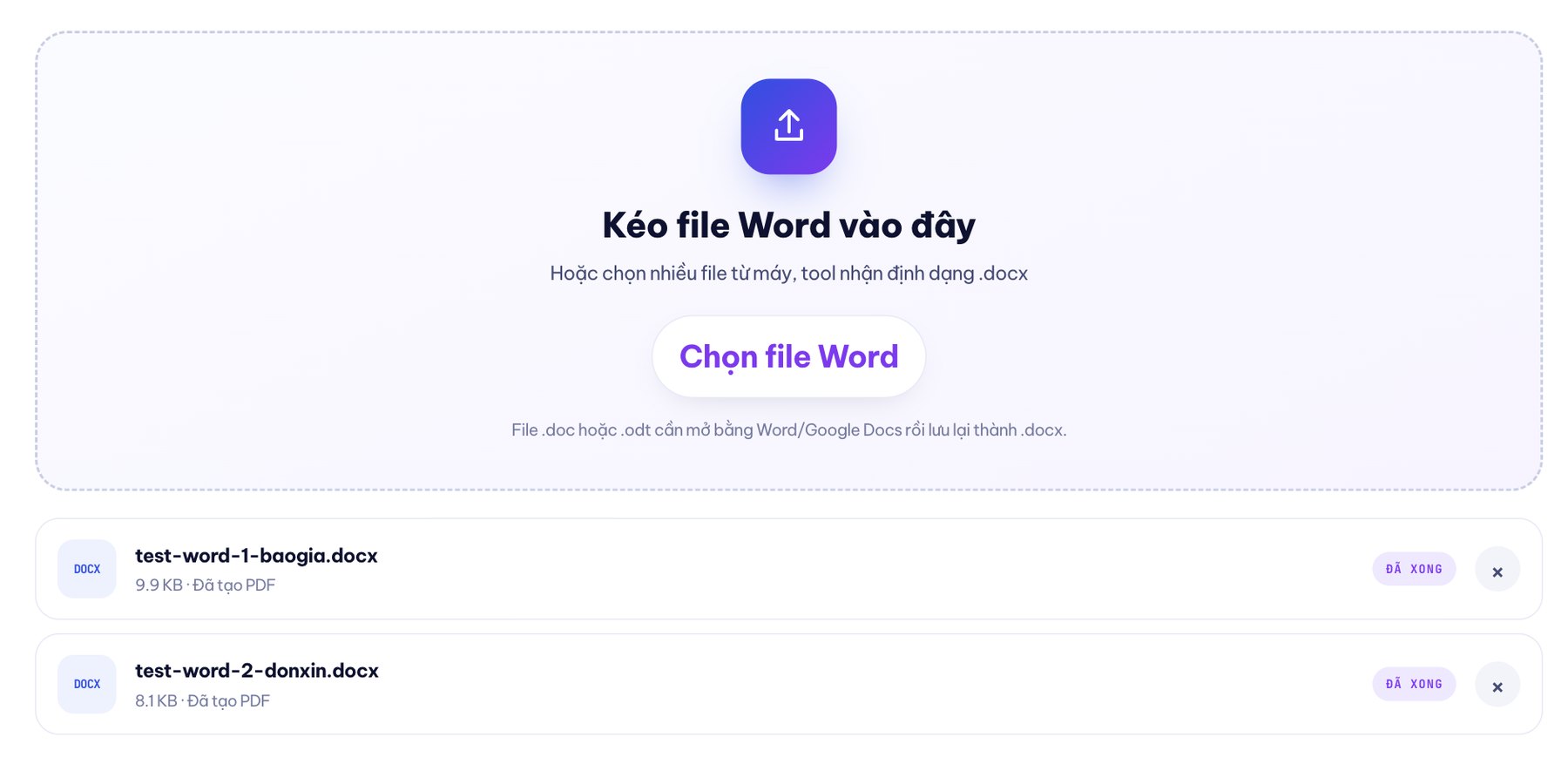 Chọn file Word để chuyển sang PDF