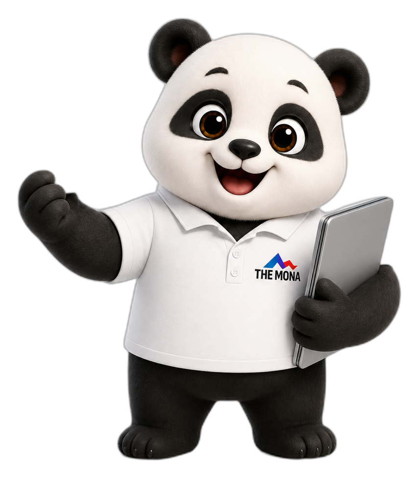 Gấu MONA cầm văn bản hướng dẫn chuyển Word sang PDF trên điện thoại