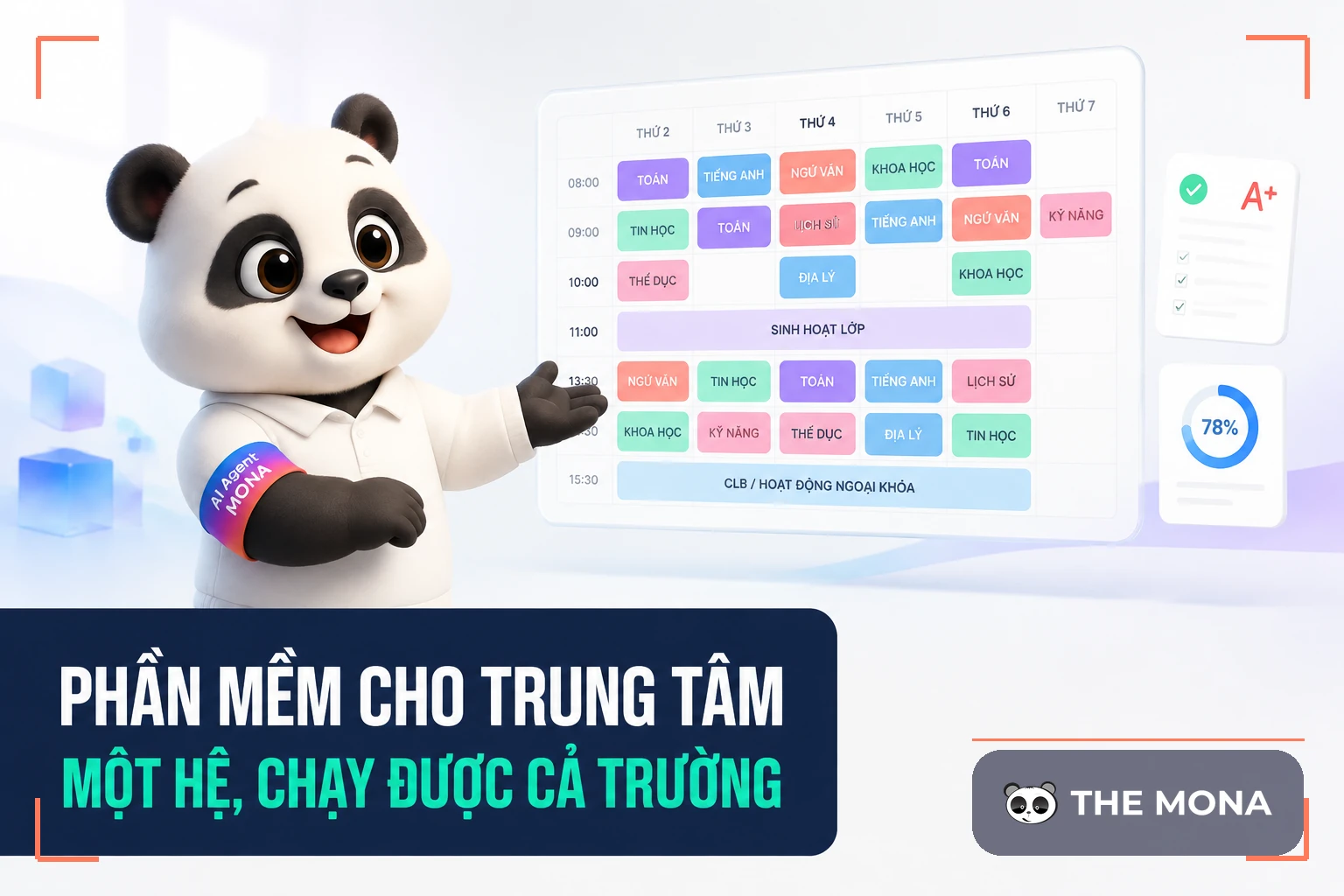 Màn hình thời khoá biểu tuần của một cơ sở trong hệ MONA EduTech