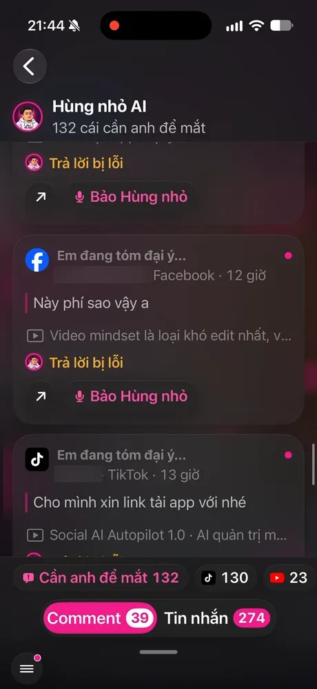Màn Tương tác trong app KHA AI 2027