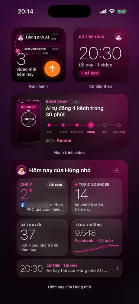 Màn Widget màn khoá trong app KHA AI 2027