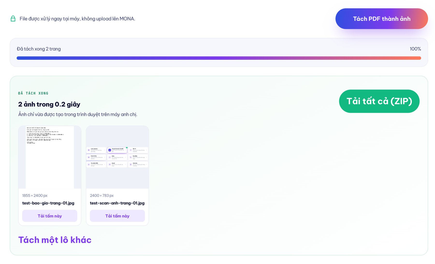 Tải từng ảnh hoặc cả gói ZIP về máy