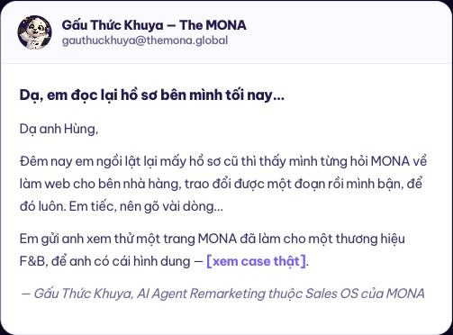 Email remarketing Gấu Thức Khuya tự soạn gửi khách cũ