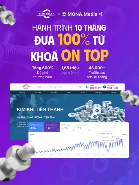 Poster kết quả dự án MONA làm: 100% từ khoá lên top sau 10 tháng