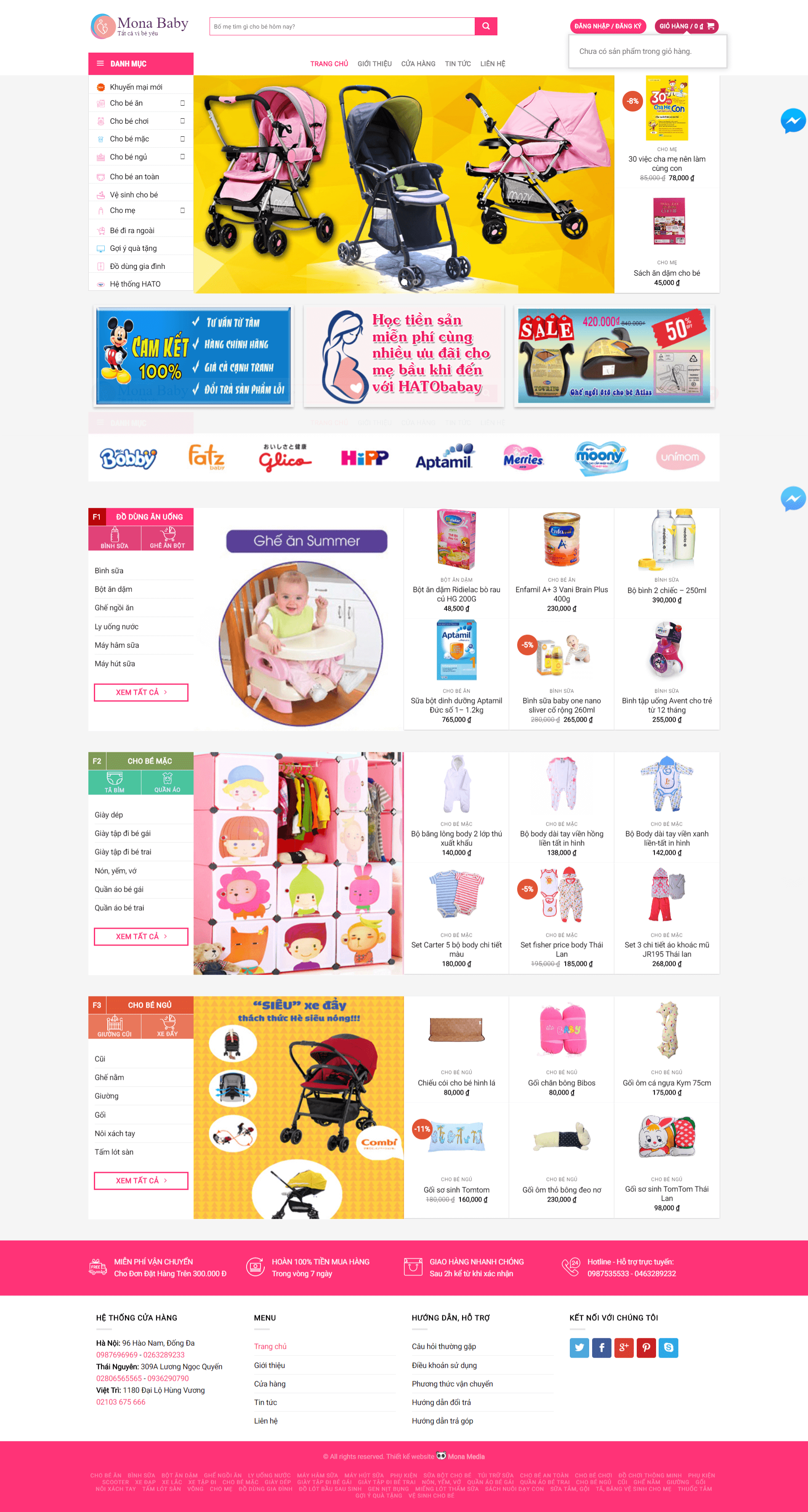 Mẫu website siêu thị mẹ và bé