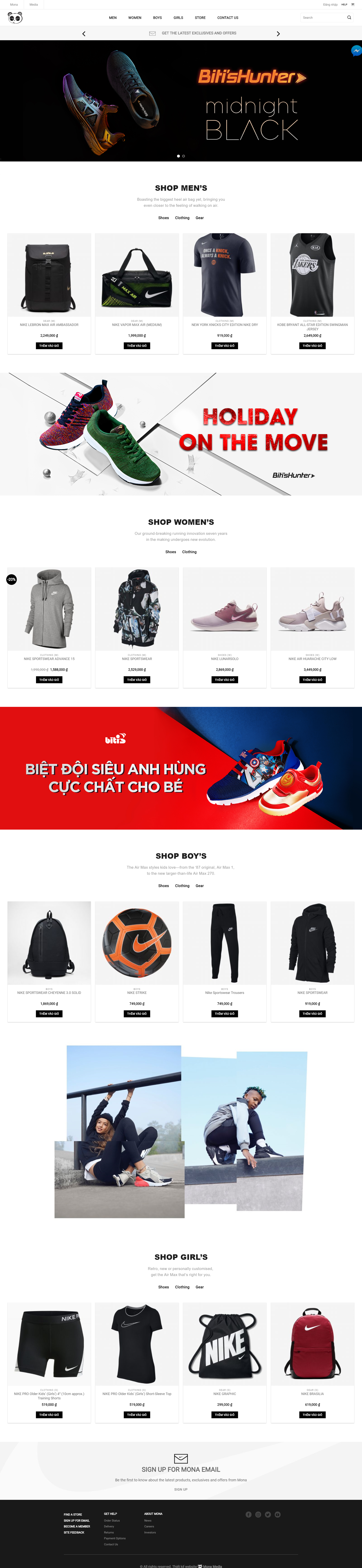 Mẫu thiết kế website bán giày