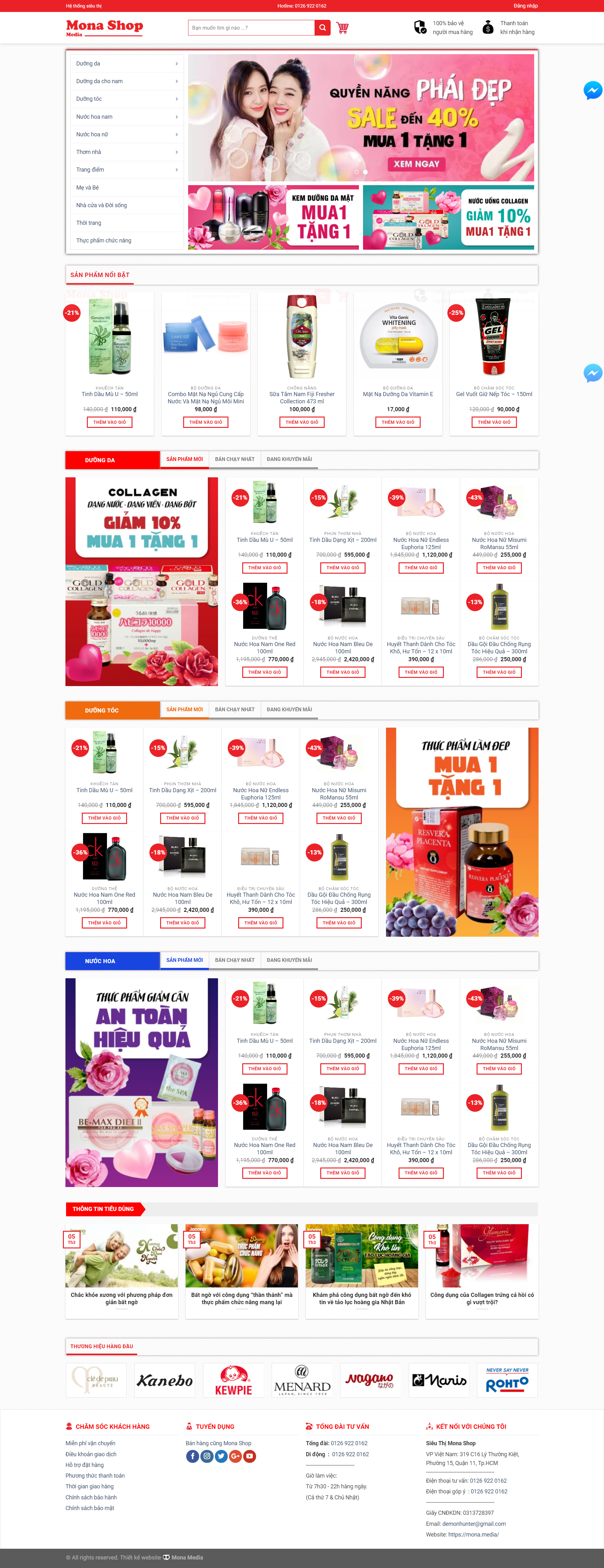 Mẫu website bán mỹ phẩm, nước hoa