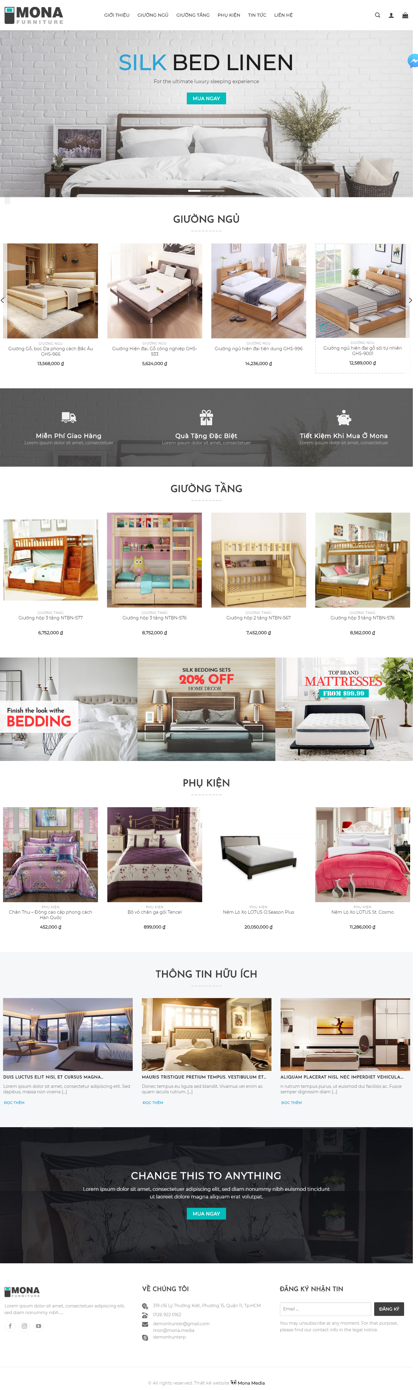Mẫu website bán hàng nội thất giường