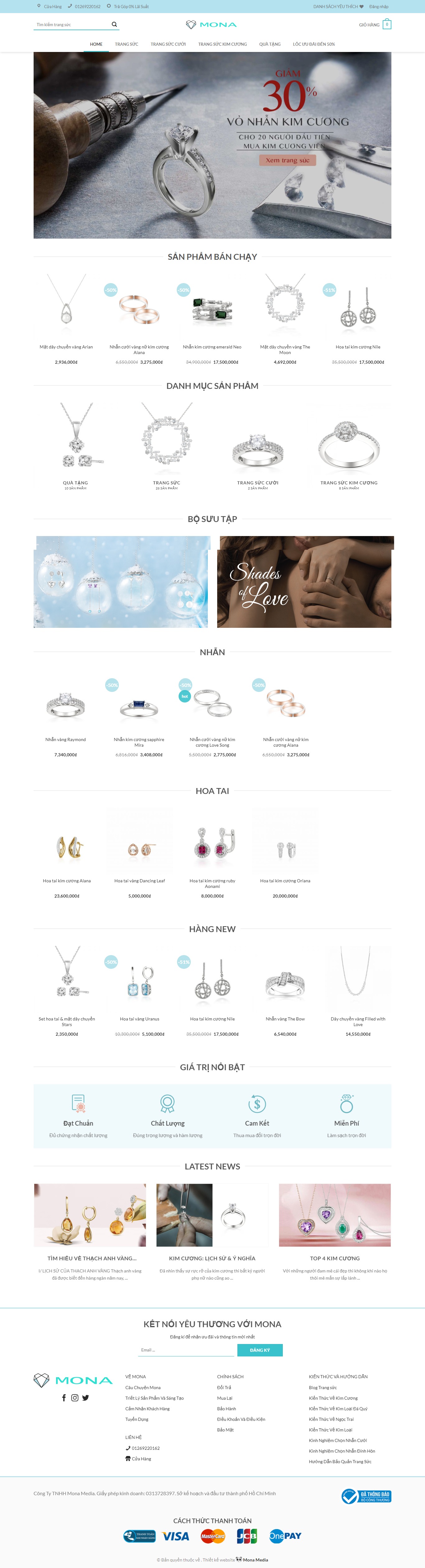 Mẫu website bán trang sức kim cương.