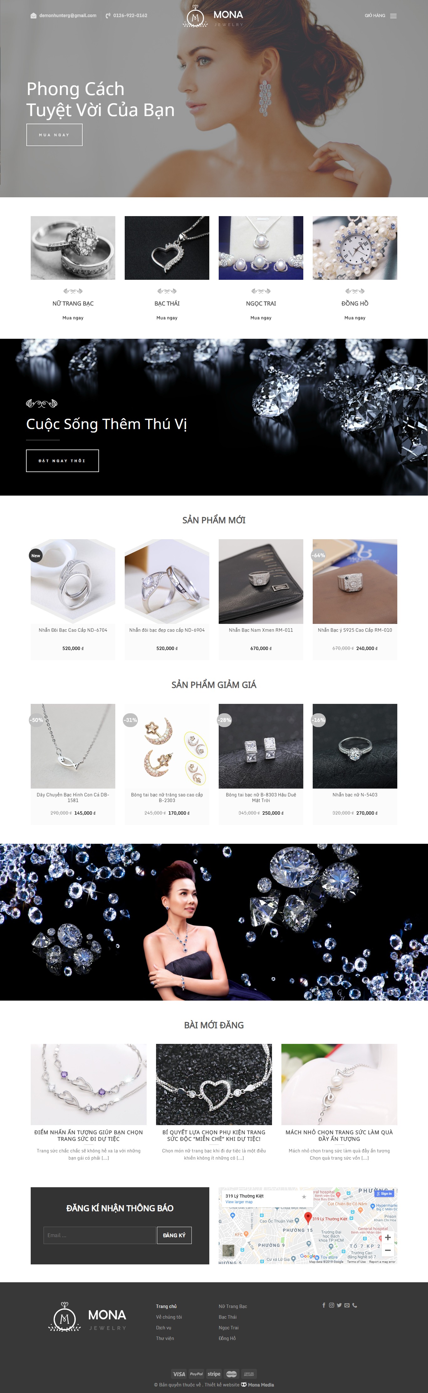Mẫu website bán trang sức bạc.