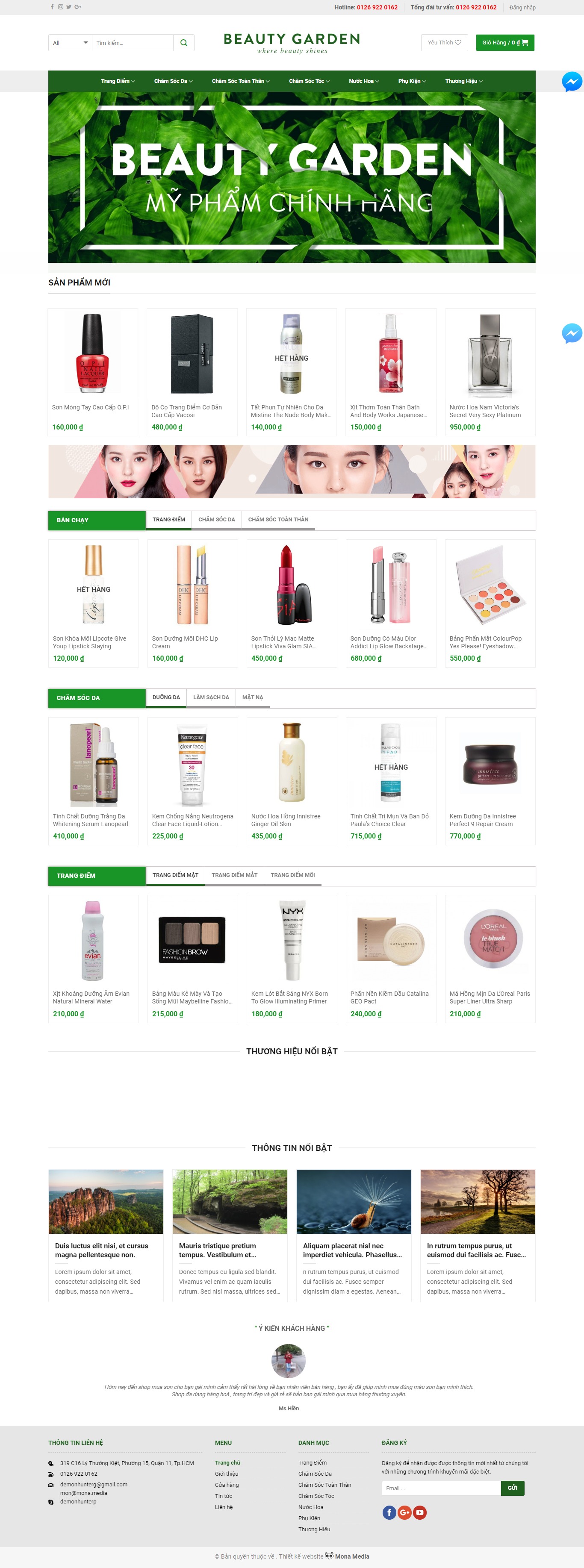 Mẫu website bán mỹ phẩm