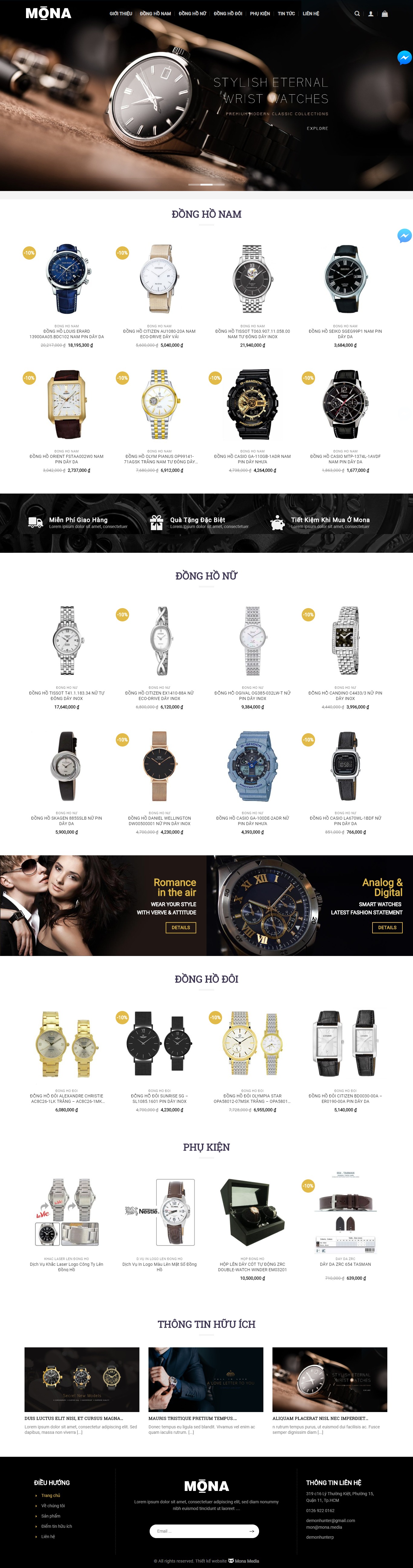 Mẫu website bán đồng hồ hiện đại.