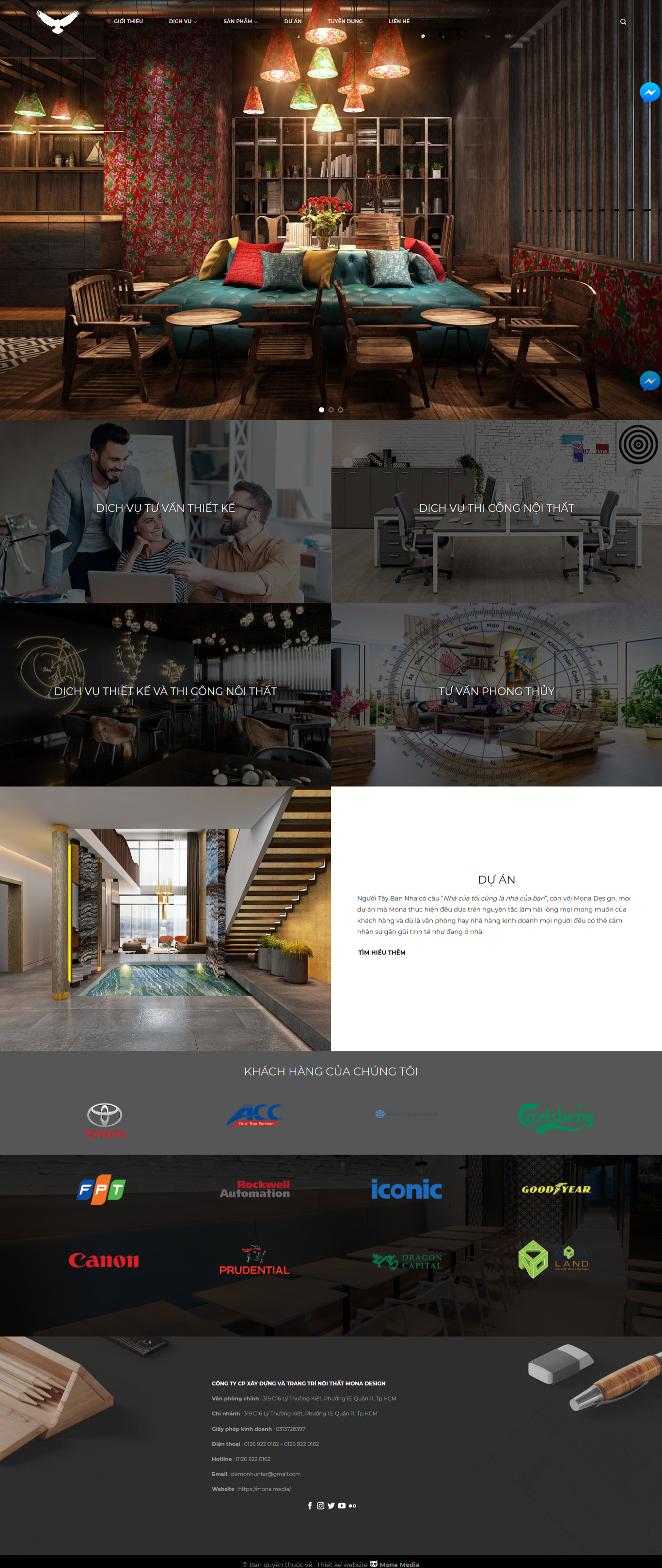 Mẫu website thiết kế nội thất MonaDesign
