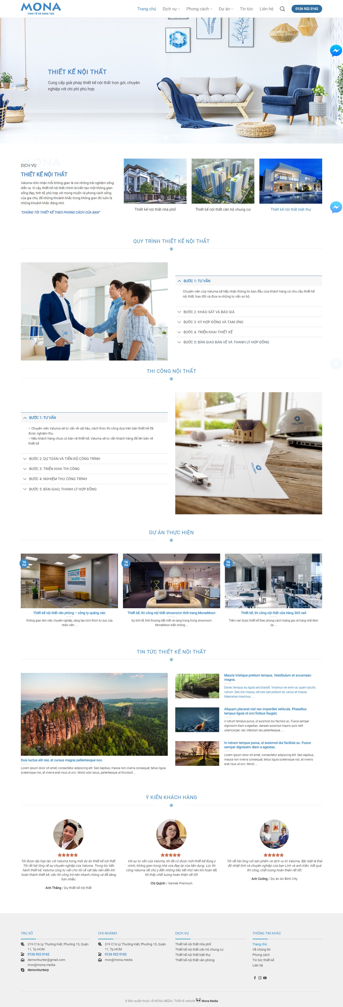 Mẫu website thiết kế nội thất phổ biến