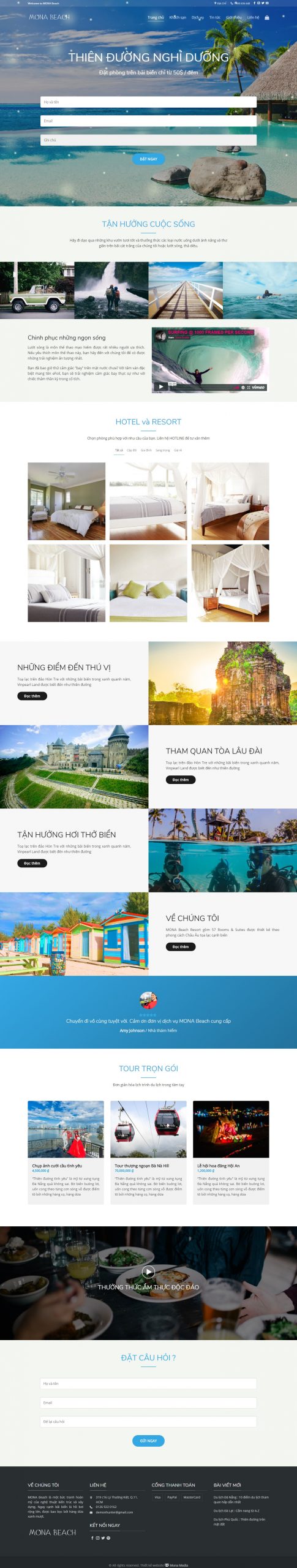 Mẫu Website Giới Thiệu Resort Bãi Biển