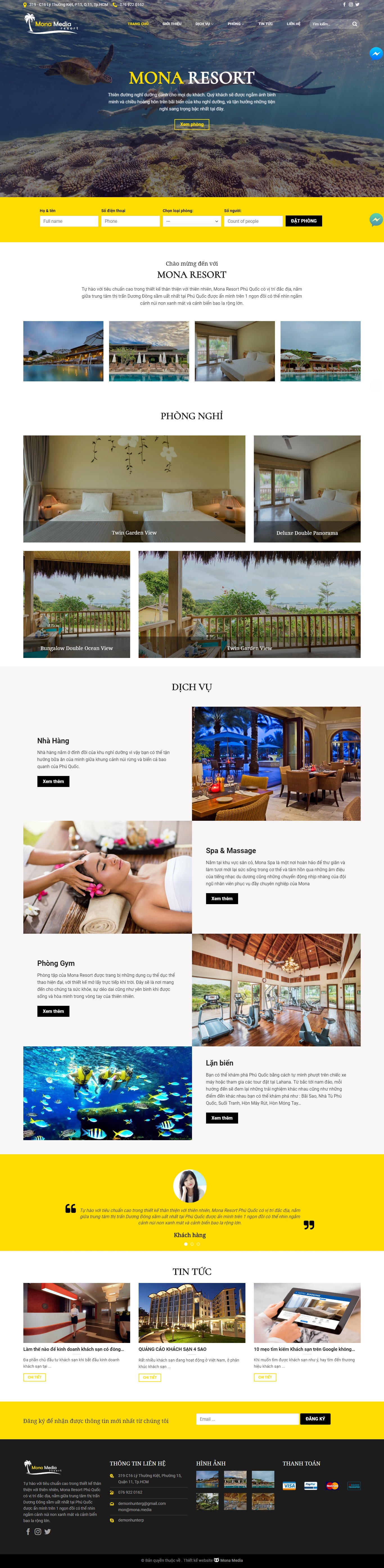 Mẫu website hotel – khách sạn giao diện 