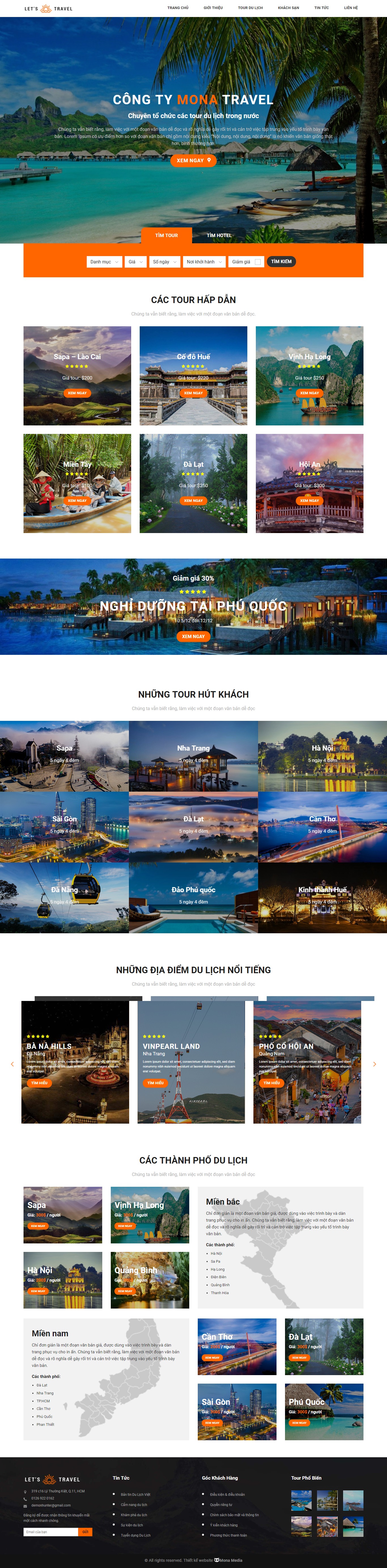 Làm web du lịch giống Lets-Travel