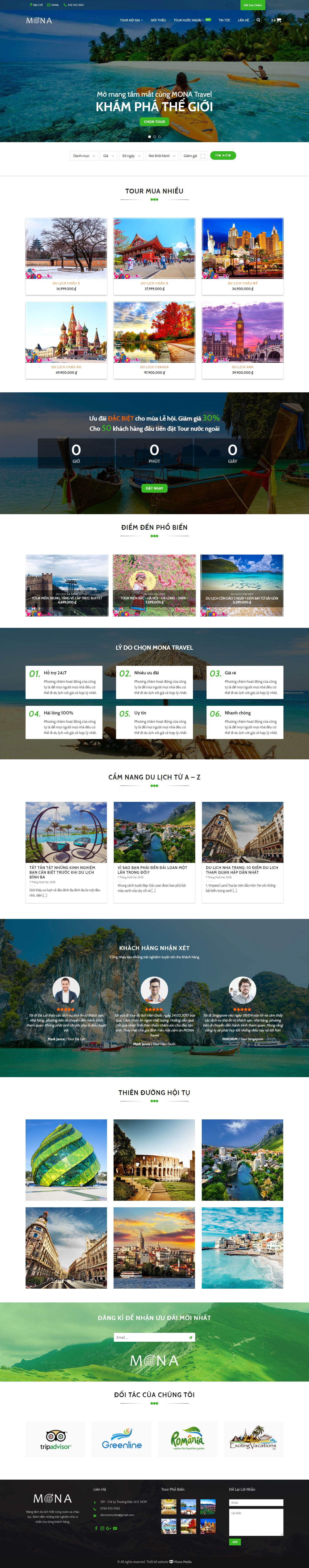 Mẫu website du lịch nội địa – nước ngoài