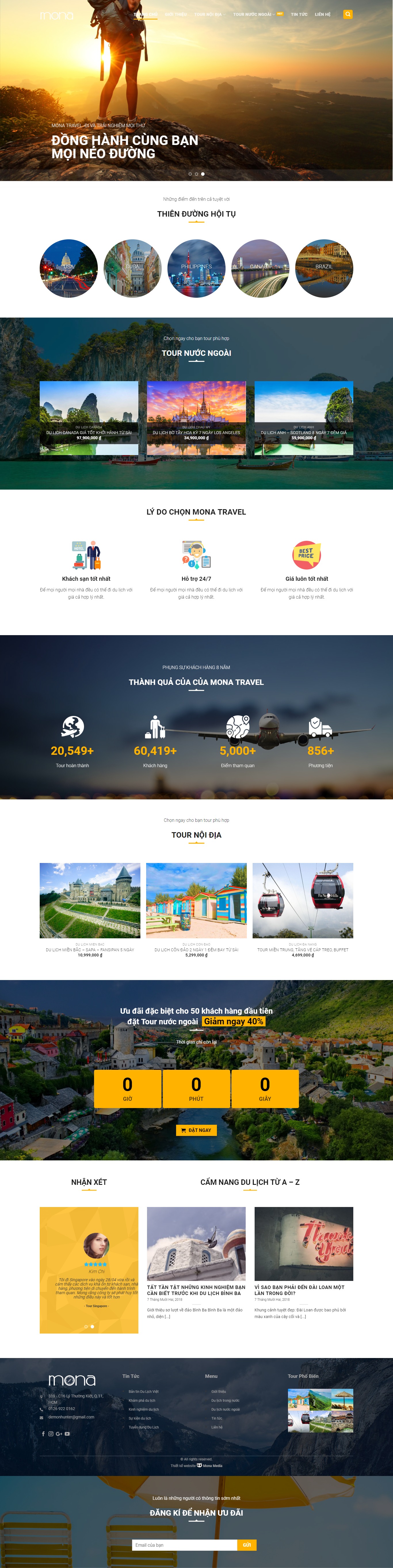 Mẫu website tour du lịch trong nước - quốc tế.
