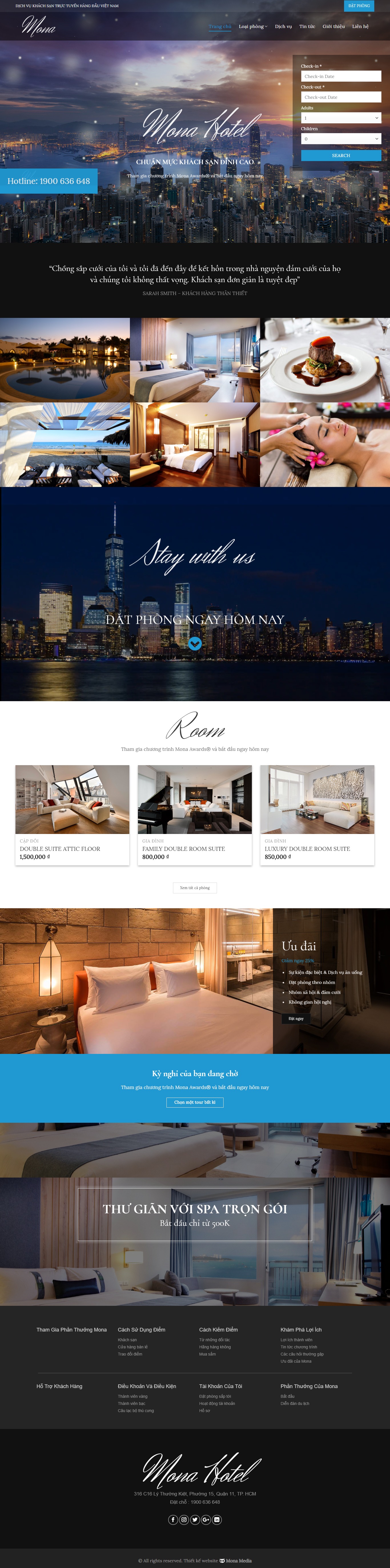 Mẫu website dịch vụ khách sạn - khu nghỉ dưỡng - Mona Media