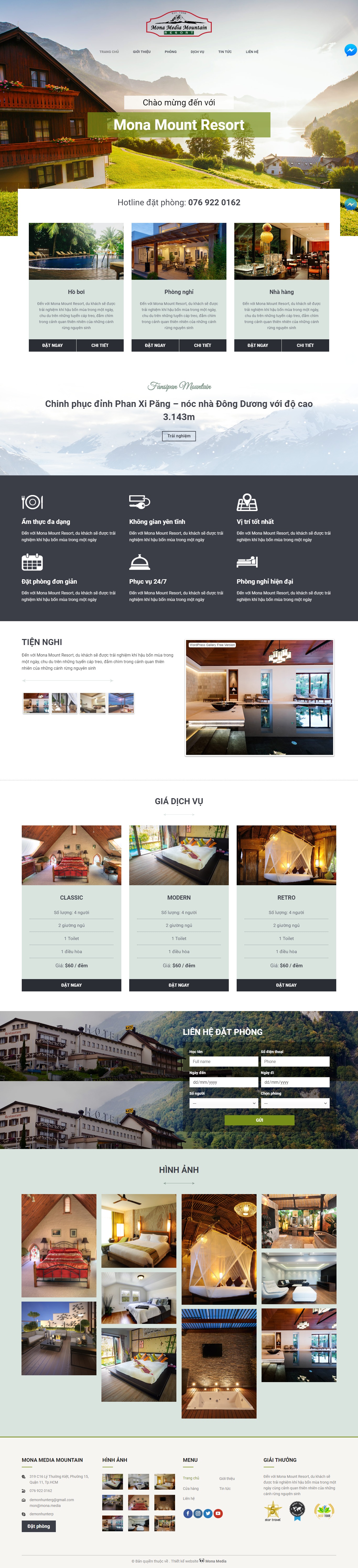 Mẫu website dịch vụ đặt phòng cho resort