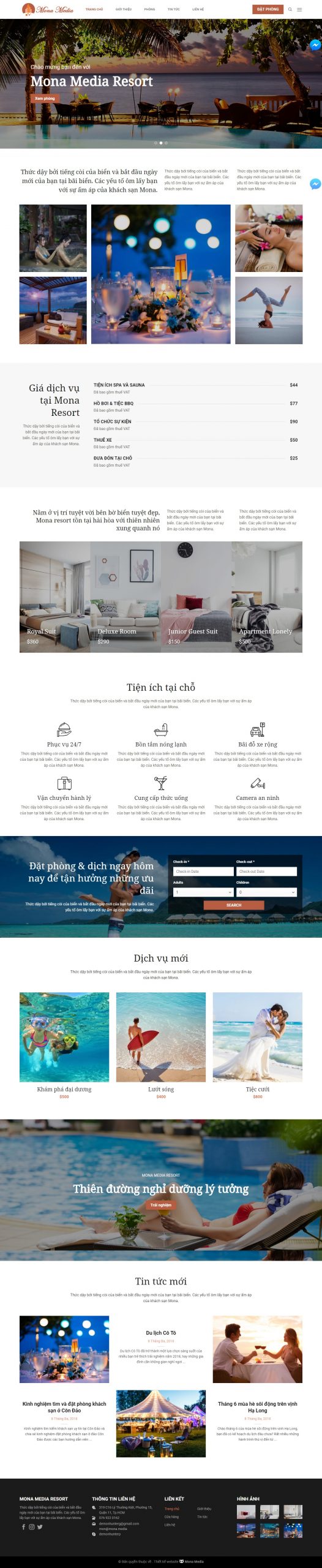 Mẫu Website Dịch Vụ Đặt Phòng Resort