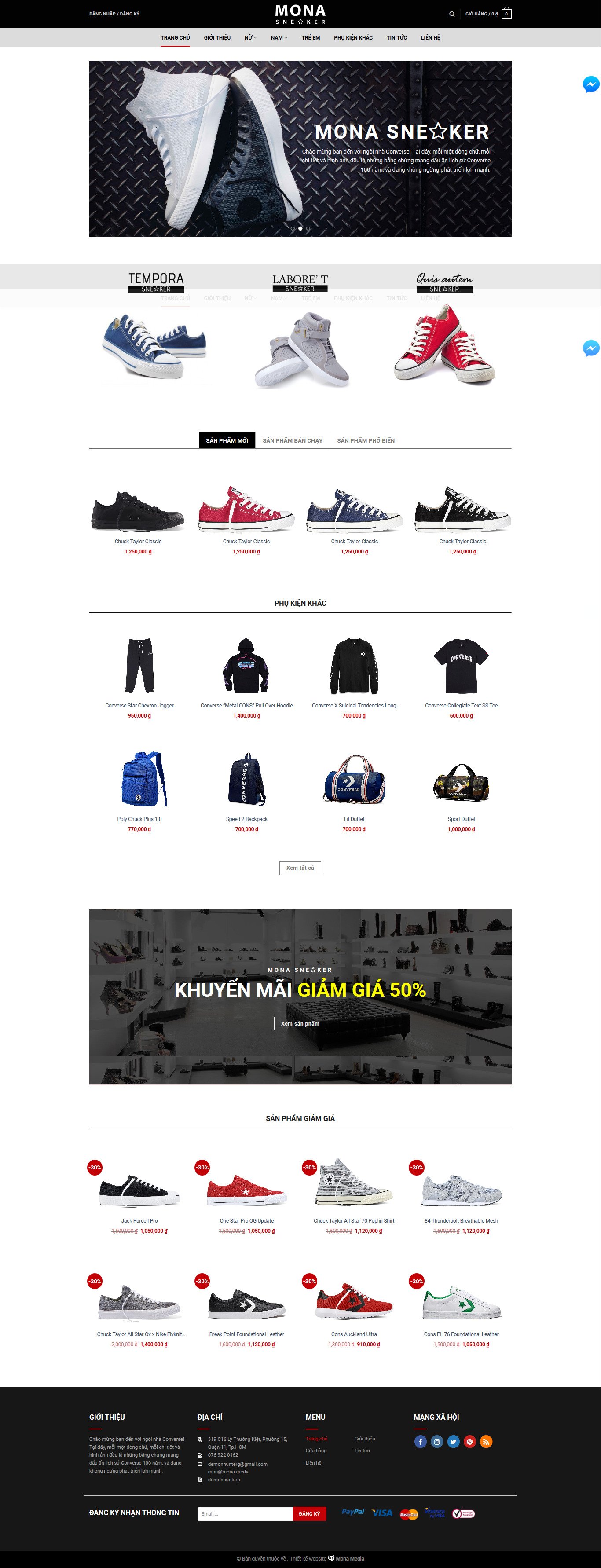 Mẫu website bán giày giao diện 