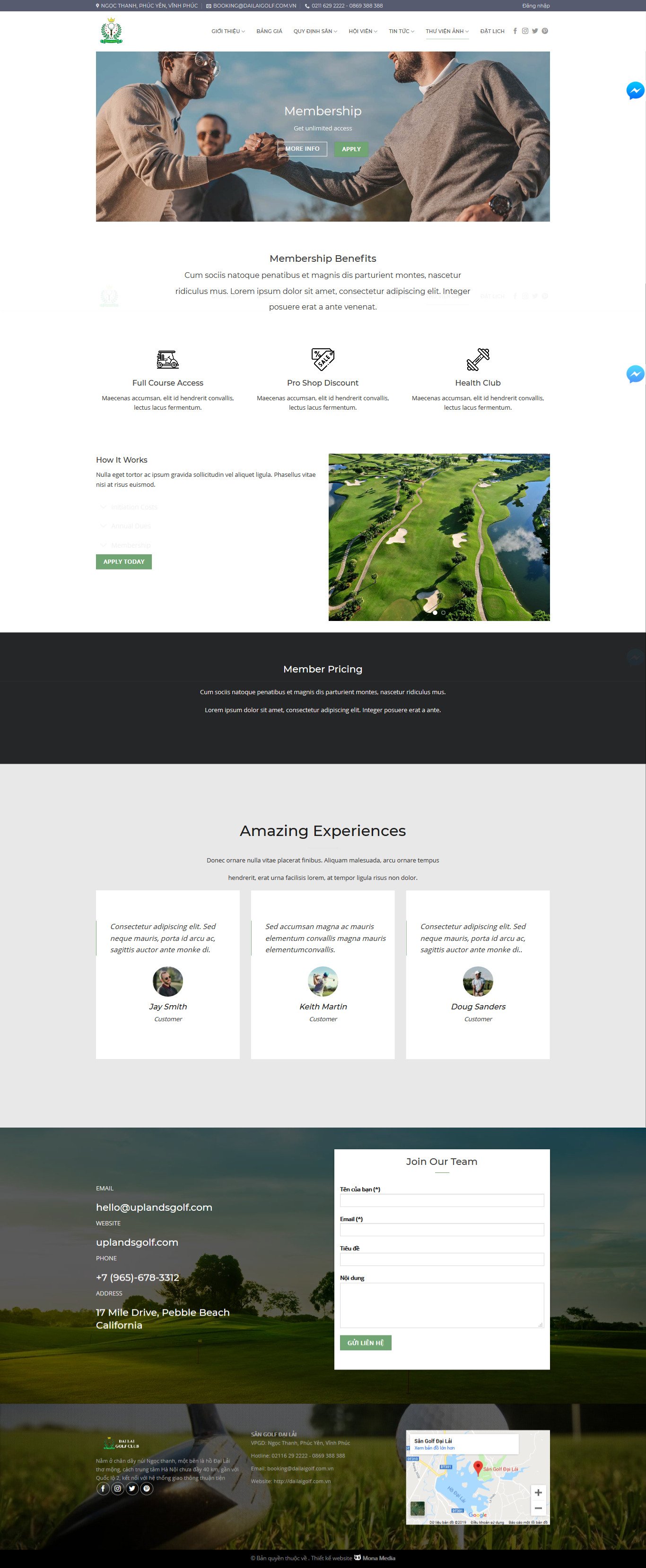 Mẫu website giới thiệu sân golf chuyên nghiệp