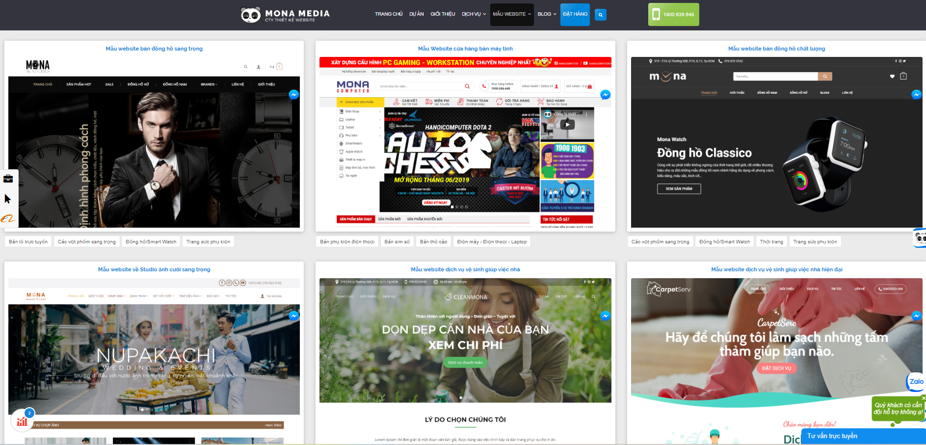 các mẫu website mona media