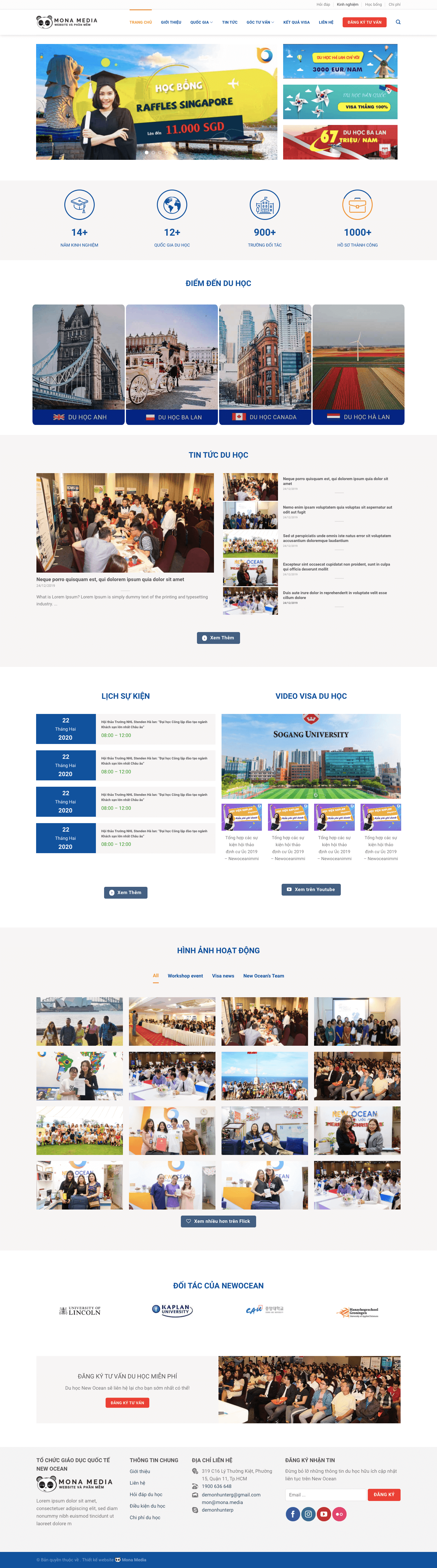 Mẫu website du học phù hợp với lĩnh vực giáo dục