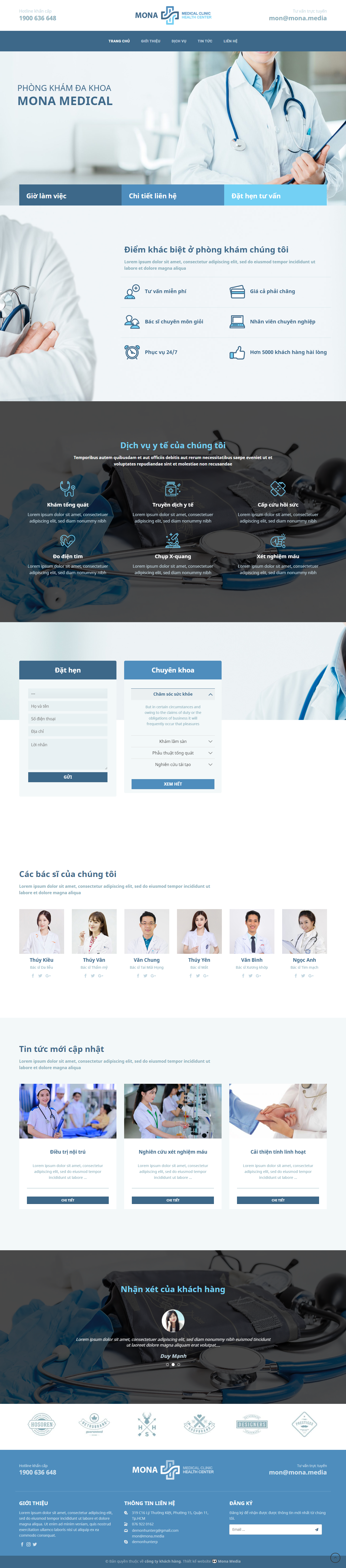Mẫu website về bệnh viện và phòng khám giao diện 