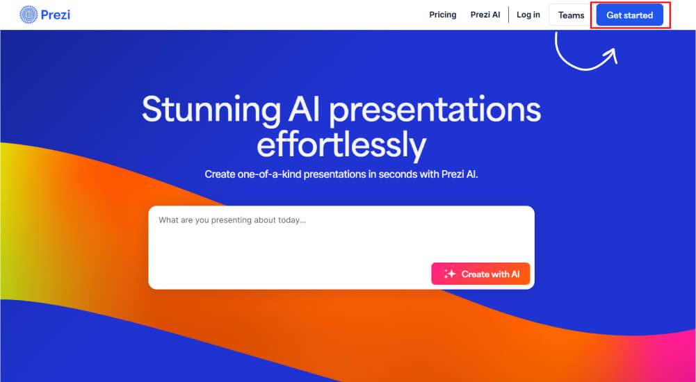 Bước bắt đầu đăng ký tài khoản Prezi
