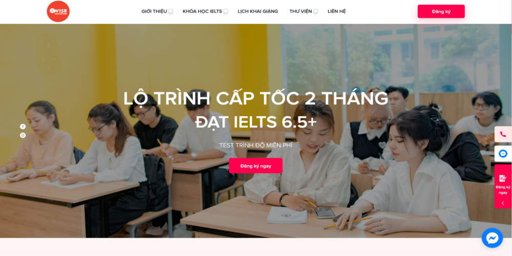 Giao diện web Wise Education