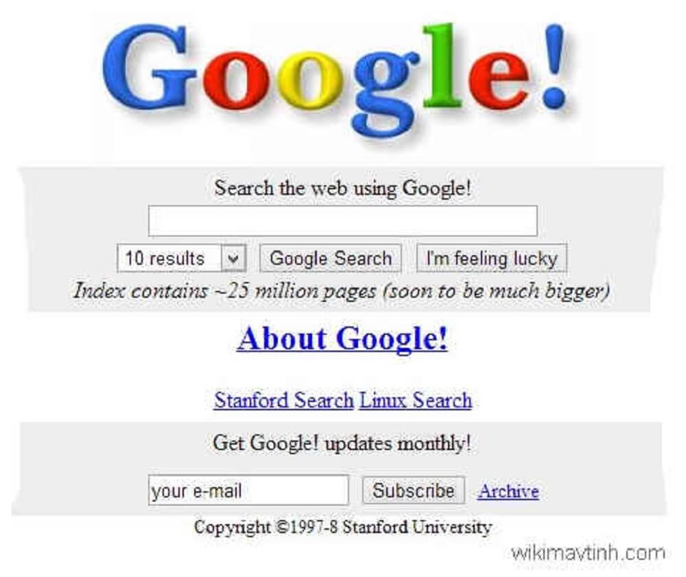 Năm 1998 Google được ra mắt dựa trên nền tảng www
