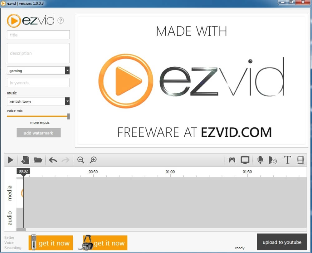 phần mềm ghép nhạc vào video chuyên nghiệp Ezvid