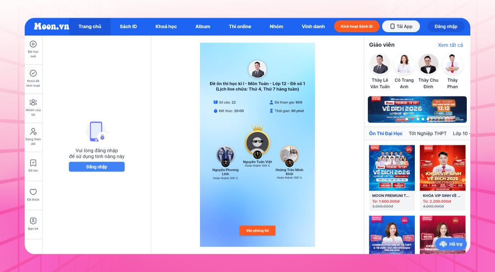 Web học trực tuyến Moon