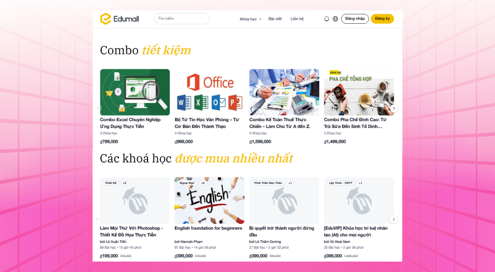 Website dạy học online Edumall