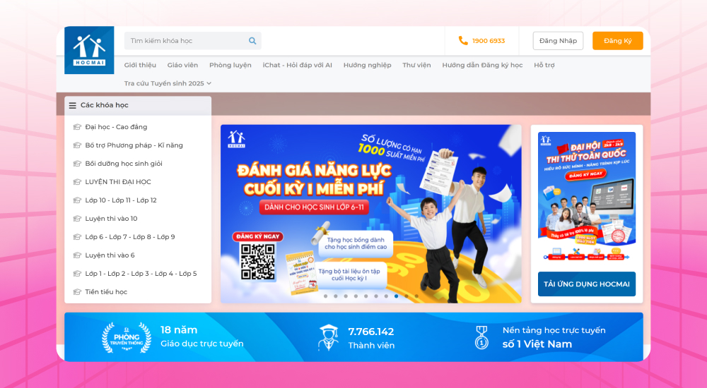 Website học trực tuyến Hocmai