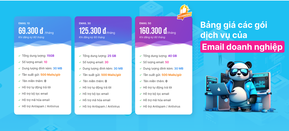 Bảng giá dịch vụ Email doanh nghiệp